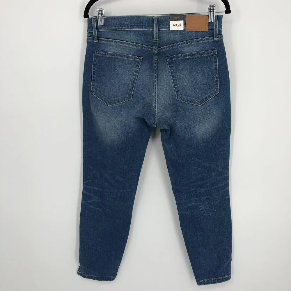 ABLE The Skinny‎ Jeans Womens 29 Blue Stretch Medium Wash Ankle Denim NWT